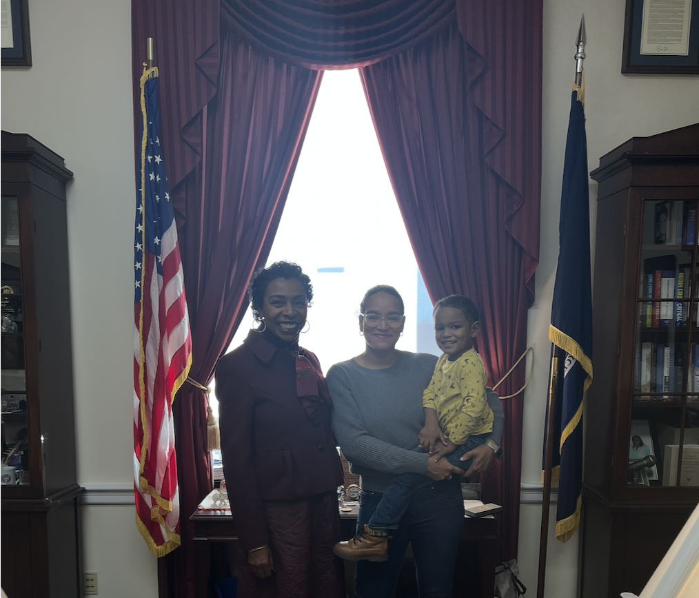 Rep. Yvette D. Clarke and Ro with her son, Elliot